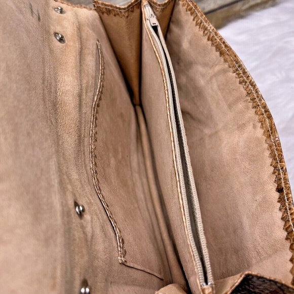 Vntg 70's Pierre Cardin Tan Brown Cobra Snakeskin Leather HandBag Clutch Purse - Picture 10 of 12